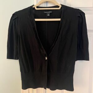 Banana Republic Black Buttoned short, puff sleeve Cardigan